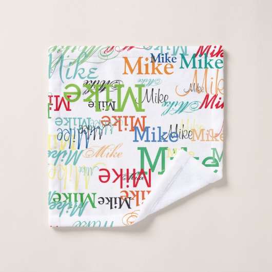 Kleurrijke Custom Name Pattern voor hem Bad Handdoek (Wasdoekje)