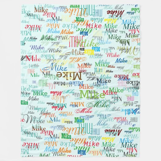 Kleurrijke Custom Names op Bord Blauw Fleece Deken (Voorkant)