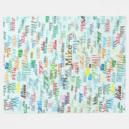 Kleurrijke Custom Names op Bord Blauw Fleece Deken (Voorkant (Horizontaal))