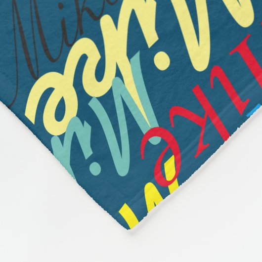 Kleurrijke Custom Names Patroon op Blauw Fleece Deken (Hoek)