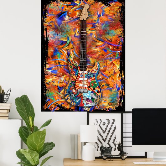 Kleurrijke Custom Paint Strat elektrische gitaar P Poster (Thuiskantoor)