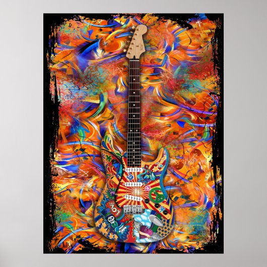 Kleurrijke Custom Paint Strat elektrische gitaar P Poster (Voorkant)