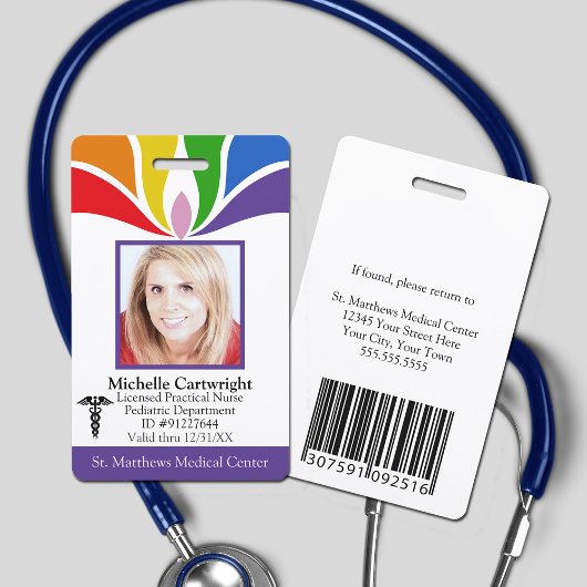 Kleurrijke Custom Rainbow Hospital Medewerker Medi Badge