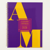 Kleurrijke Custom Year Monogram en Naam Planner (Voorkant)