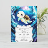 Kleurrijke Custom Zee Turtle Baby shower Kaart (Staand voorkant)