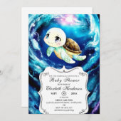 Kleurrijke Custom Zee Turtle Baby shower Kaart (Voorkant / Achterkant)