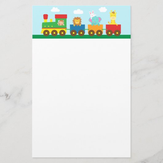 Kleurrijke Cute Dieren Trein voor Kinderen Briefpapier (Voorkant)