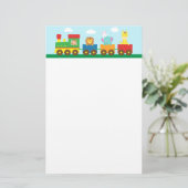 Kleurrijke Cute Dieren Trein voor Kinderen Briefpapier (Staand voorkant)