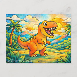 Kleurrijke Cute Dinosaur Kinderen Feestdagenkaart