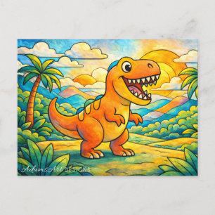 Kleurrijke Cute Dinosaur Kinderen Feestdagenkaart