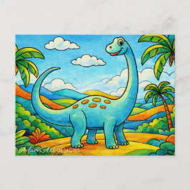 Kleurrijke Cute Dinosaur Kinderen Feestdagenkaart