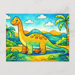 Kleurrijke Cute Dinosaur Kinderen Feestdagenkaart