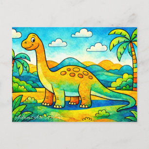 Kleurrijke Cute Dinosaur Kinderen Feestdagenkaart