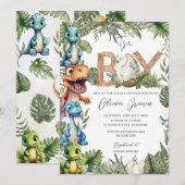 Kleurrijke Cute Dinosauriërs Groene Jongens Baby S Kaart (Voorkant / Achterkant)