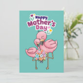 Kleurrijke Cute Flamingo's Gelukkige Moederdag Feestdagenkaart (Staand voorkant)