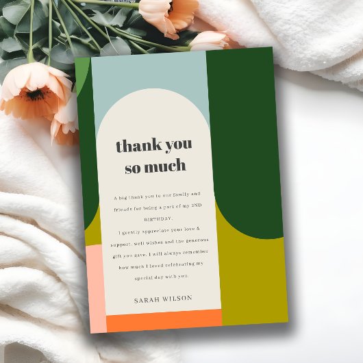 Kleurrijke Cute Groovy Retro Boog Verjaardag voor Bedankkaart