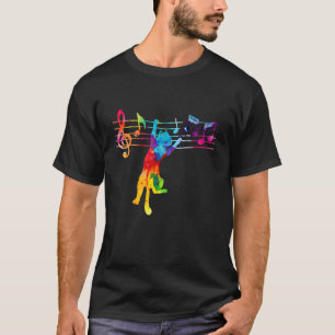Kleurrijke Cute Kat Kitty Speelt Muzieknoot Sleute T-shirt