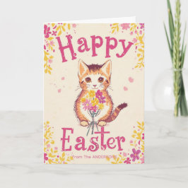 Kleurrijke Cute Kat Pasen, Gepersonaliseerd Pasen Feestdagen Kaart