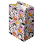 Kleurrijke Cute Katten Medium Cadeauzakje (Achterkant Gekanteld)