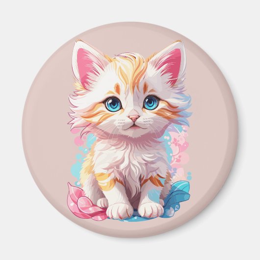 Kleurrijke Cute Kawaii Kitten Magneet (Voorkant)