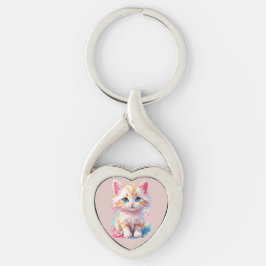 Kleurrijke Cute Kawaii Kitten Sleutelhanger