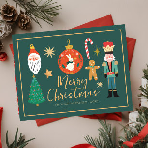 Kleurrijke Cute Kerst Notenkraker Koekje Kaart