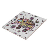 Kleurrijke Cute Retro Floral Elephant Tegeltje (Zijkant)