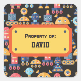 Kleurrijke Cute Robotpatroon Gepersonaliseerd Vierkante Sticker