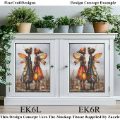 Kleurrijke Cute Steampunk Feeën EK6R Decoupage Tissuepapier