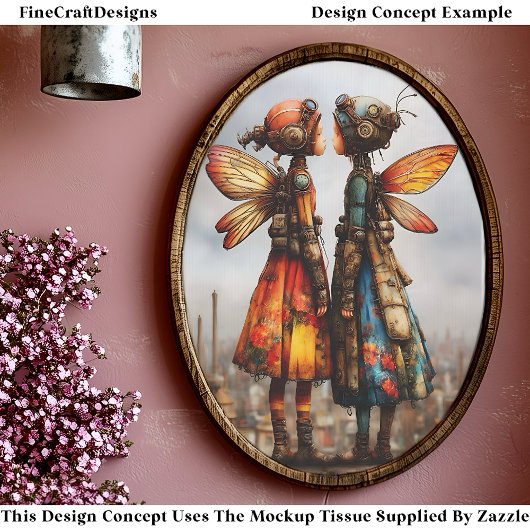 Kleurrijke Cute Steampunk Feeën EK6R Decoupage Tissuepapier