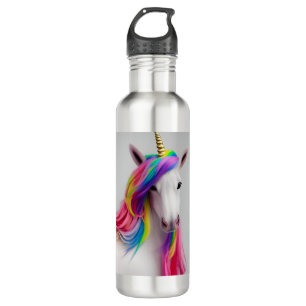 Kleurrijke Cute Unicorn Girl Rainbow Hair Roestvri Waterfles