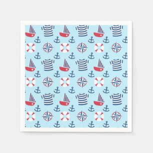 Kleurrijke Cute Zeilboot Anker Zeevaart Feest Servetten