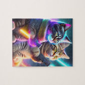 Kleurrijke cyberpunk katten met lasers Pistolen Legpuzzel (Horizontaal)