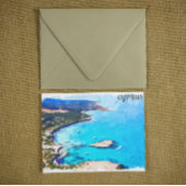Kleurrijke Cyprus Kustlandschap Waterverf Reizen Briefkaart