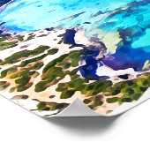 Kleurrijke Cyprus Kustlandschap Waterverf Reizen Poster (Hoek)