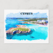 Kleurrijke Cyprus Waterverf Beach Briefkaart (Voorkant)
