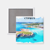 Kleurrijke Cyprus Waterverf Beach Magneet (Voorkant / Achterkant)