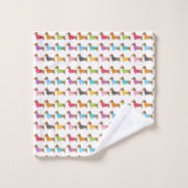 Kleurrijke Dachshonds Bad Handdoek Set (Wasdoekje)