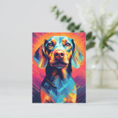 Kleurrijke Dachshund Art Briefkaart (Staand voorkant)