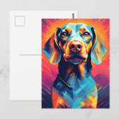 Kleurrijke Dachshund Art Briefkaart (Voorkant / Achterkant)