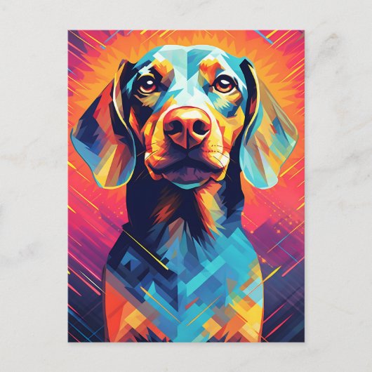Kleurrijke Dachshund Art Briefkaart (Voorkant)