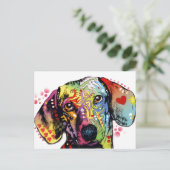 kleurrijke Dachshund-kunst Briefkaart (Staand voorkant)