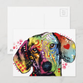 kleurrijke Dachshund-kunst Briefkaart (Voorkant / Achterkant)