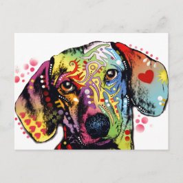 kleurrijke Dachshund-kunst Briefkaart