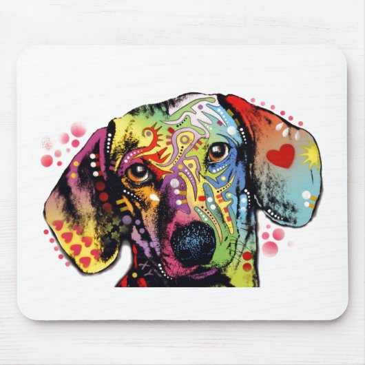 kleurrijke Dachshund-kunst Muismat (Voorkant)