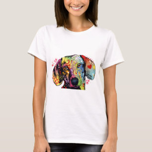 kleurrijke Dachshund-kunst T-shirt