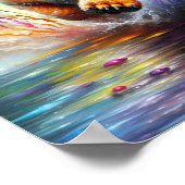 Kleurrijke Dachshund Rainbow Splatter Weener Hond Poster (Hoek)