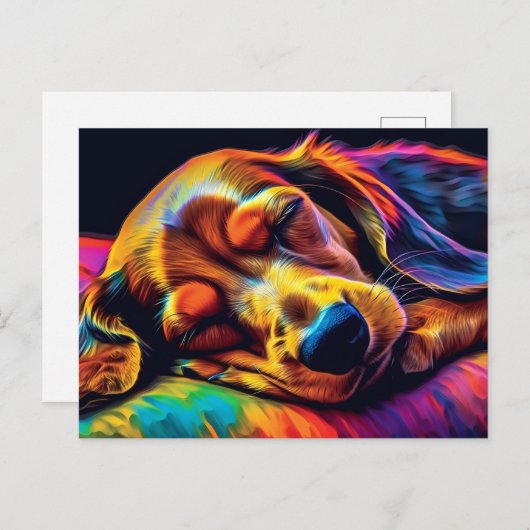 Kleurrijke Dachshund slapen Briefkaart (Voorkant / Achterkant)