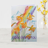 Kleurrijke Daffodil Regenboog Waterverf Verjaardag Kaart (Gele Bloem)