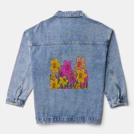 Kleurrijke Daffodils Bloemen Ontwerp Denim Jacket